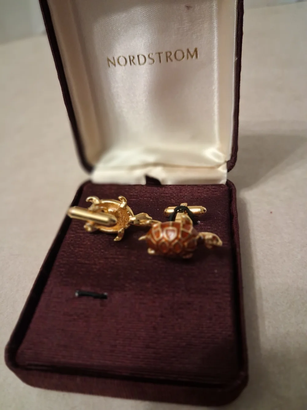 Nordstrom Gold and Red Turtle Cuff Links